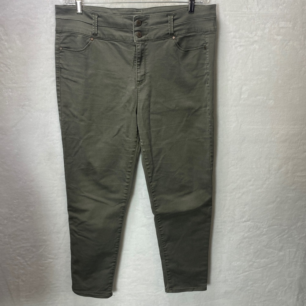 Sapphire Ink‎ Chino Pants Olive Green Size 17 Slim Fit Casual Work